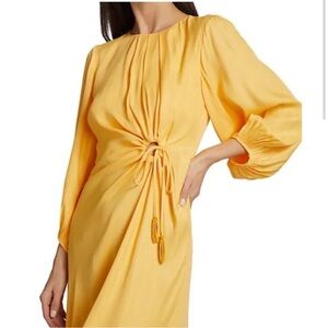 NWT FARM RIO Piping Midi Dress Yellow Size XL Keyhole Boho